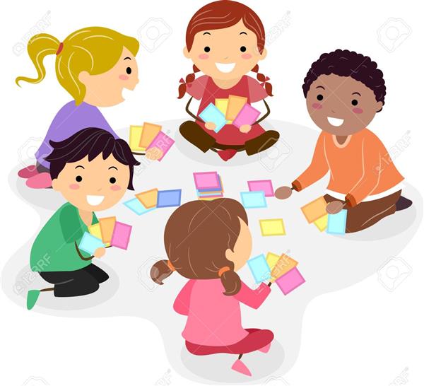 Kids playing cards on the floor