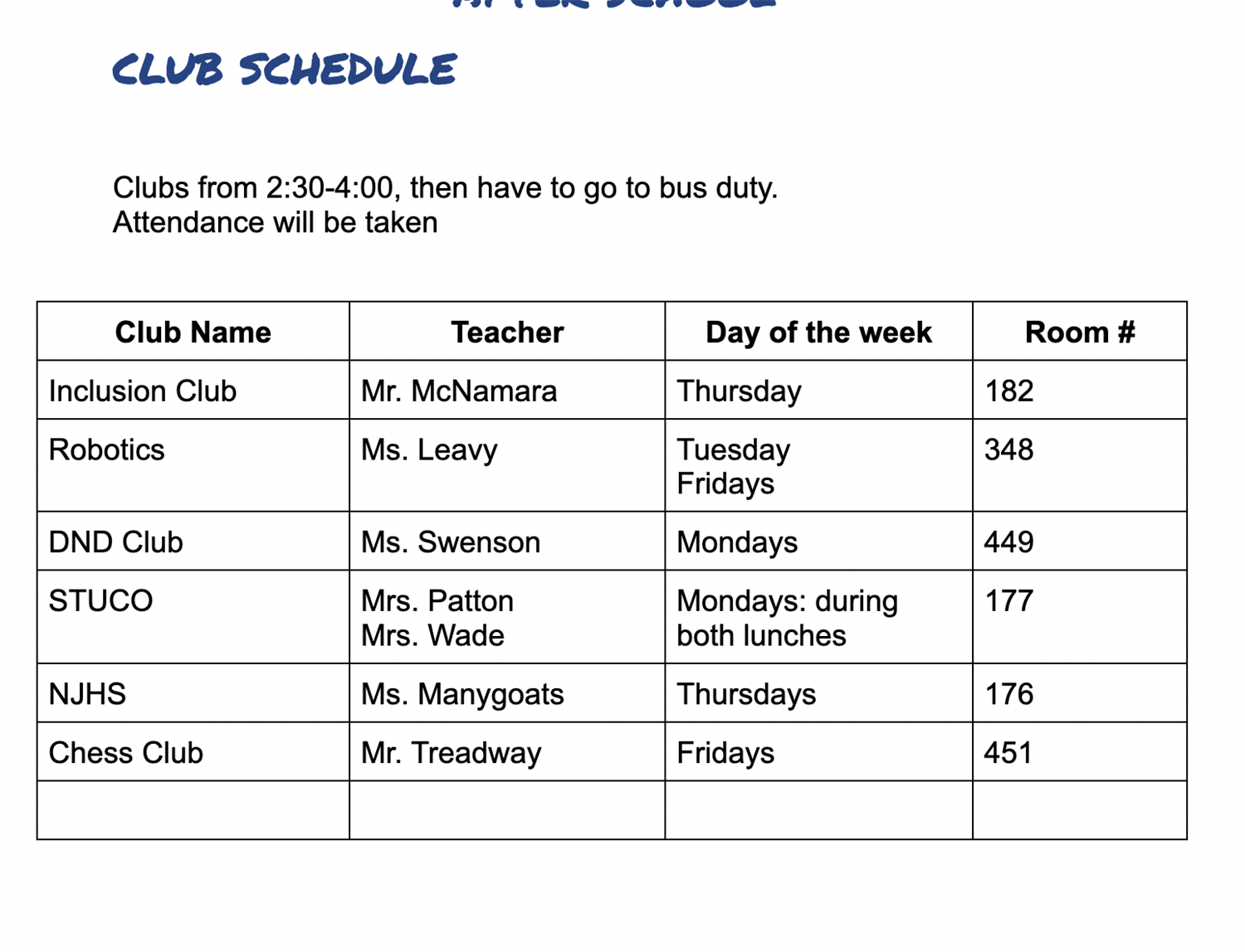  clubs