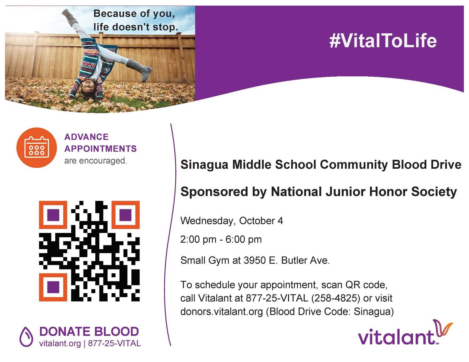  SMS Blood Drive - Oct 4 from 2-6 pm