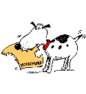 dog eating homework