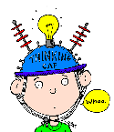 boy with Thinking Cap that has a light bulb on top